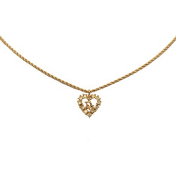 Christian Dior Dior CD Heart Motif Necklace Gold Plated Stone Women's