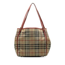 Burberry Nova Check Shadow Horse Tote Bag Beige Pink Canvas Leather Women's BURBERRY