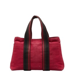 Hermes Troca Horizontal MM Handbag Tote Bag Red Brown Canvas Women's HERMES