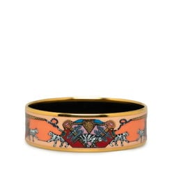 Hermes enamel GM cloisonné tiger leopard bangle gold pink multicolor plated women's HERMES