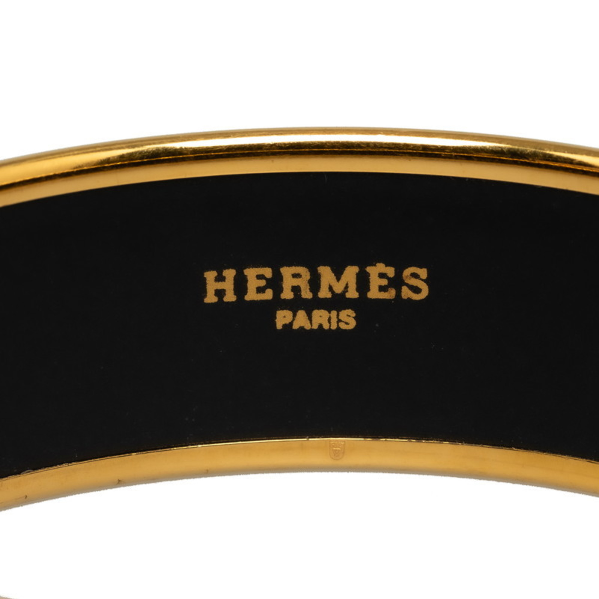 Hermes enamel GM cloisonné tiger leopard bangle gold pink multicolor plated women's HERMES