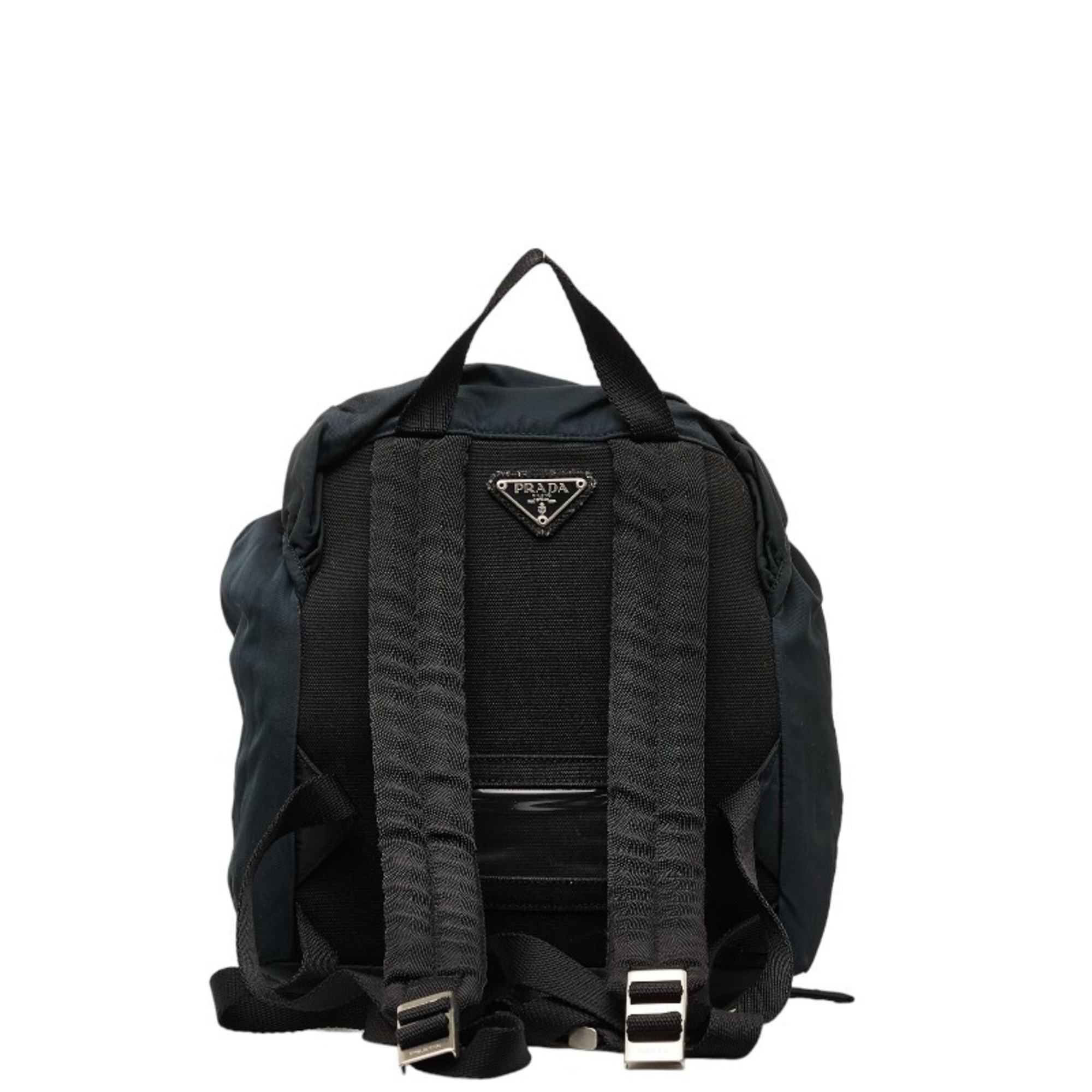 Prada Triangle Plate Backpack Navy Black Nylon Women's PRADA