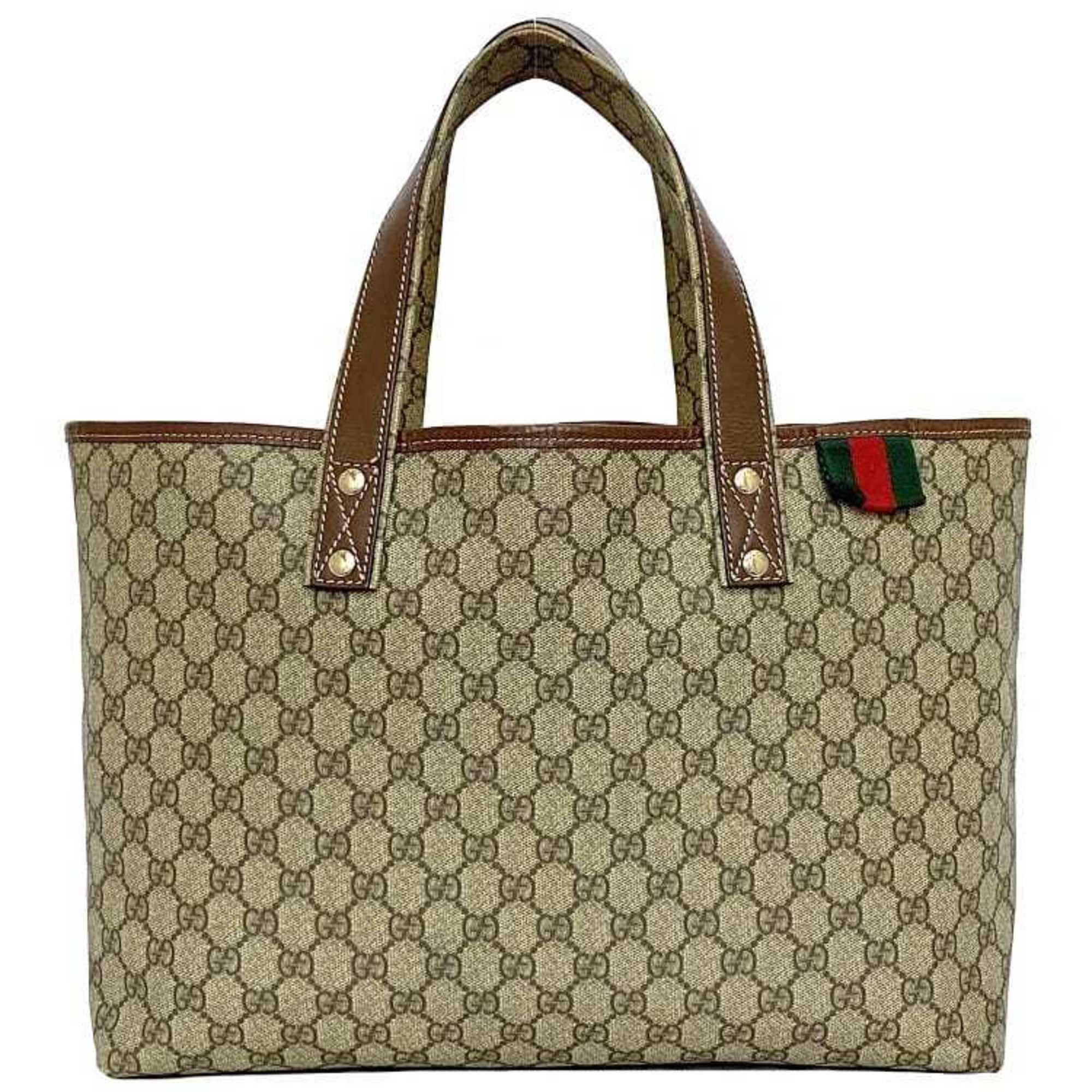 Gucci Tote Bag Beige Shelly GG Supreme 211134 f-20215 PVC Leather GUCCI A4 Women's Retro