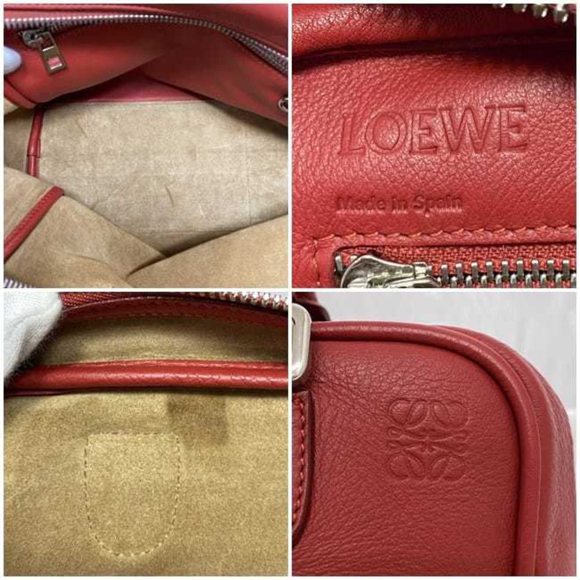 LOEWE 2way Amazona 75 Red Anagram 301.30.L03 f-20336 Handbag Leather Shoulder Bag Women's