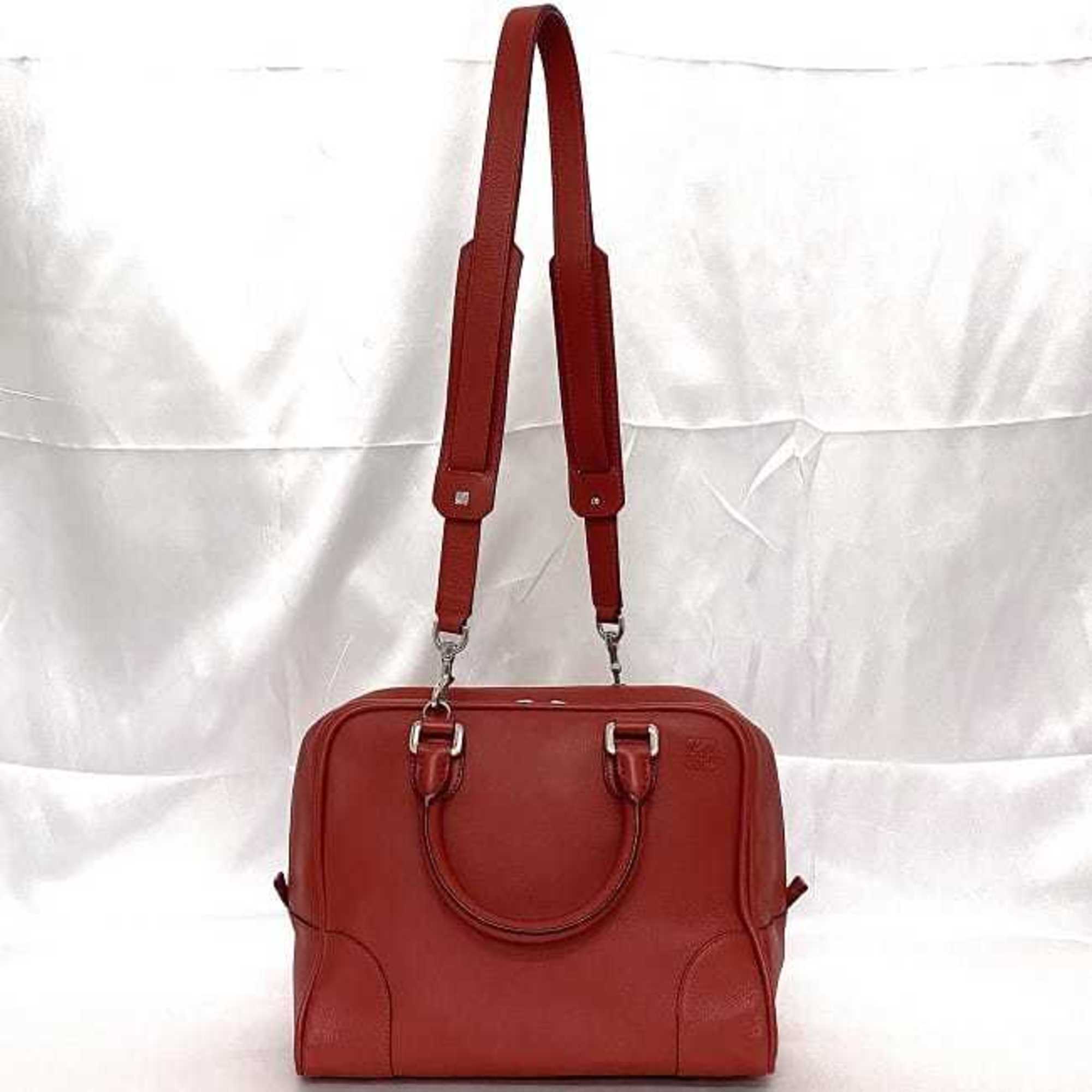 LOEWE 2way Amazona 75 Red Anagram 301.30.L03 f-20336 Handbag Leather Shoulder Bag Women's