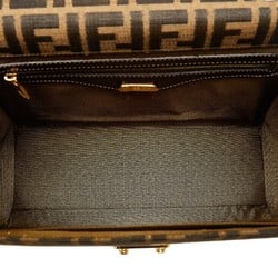 FENDI ZUCCA Handbag Shoulder Bag Brown Canvas Leather Women's