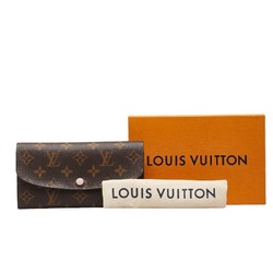 Louis Vuitton Monogram Portefeuille Emily Long Wallet M61289 Brown Rose Ballerine Pink PVC Leather Women's LOUIS VUITTON