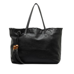 Gucci Bamboo Tassel Tote Bag 354666 Black Leather Women's GUCCI