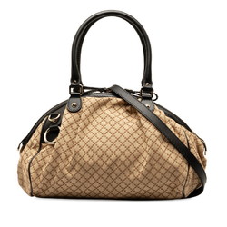 Gucci Guccissima Sukey Handbag Shoulder Bag 2WAY 223974 Beige Black Leather Canvas Women's GUCCI