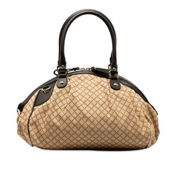 Gucci Guccissima Sukey Handbag Shoulder Bag 2WAY 223974 Beige Black Leather Canvas Women's GUCCI