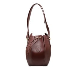 Cartier Must Line Handbag Shoulder Bag Bordeaux Wine Red Leather Women's CARTIER
