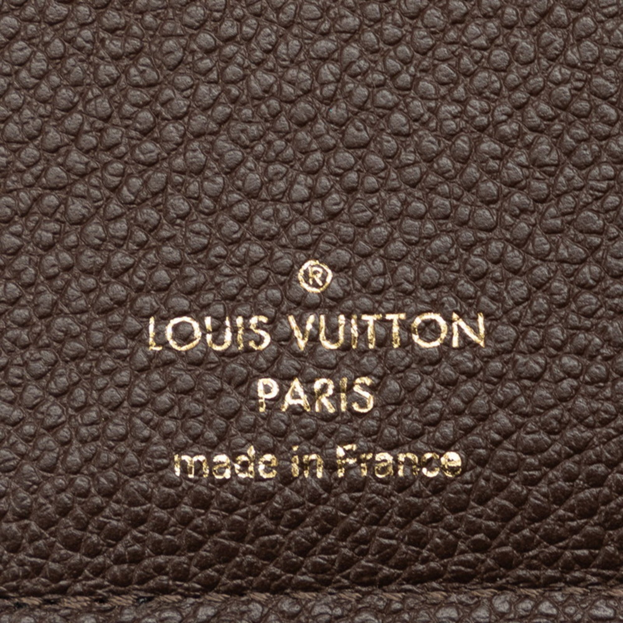 Louis Vuitton Monogram Empreinte Portefeuille Curie's Compact Tri-fold Wallet M60543 Tail Brown Calf Leather Women's LOUIS VUITTON