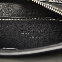 Burberry Horseferry Handbag Shoulder Bag Grey Black Cotton Canvas Leather Women's BURBERRY