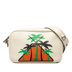 Prada Palm Tree Shoulder Bag 1BH093 White Multicolor Leather Women's PRADA