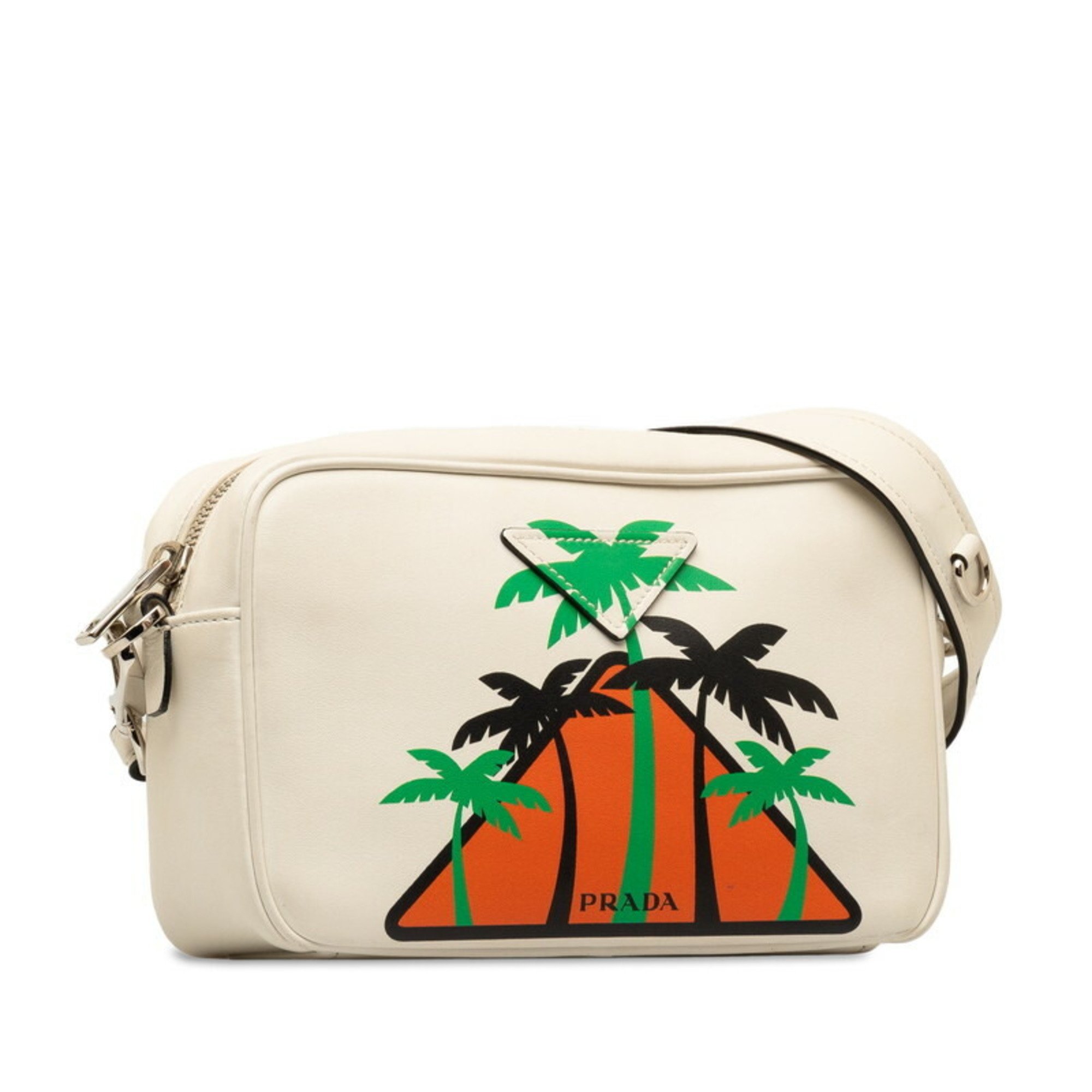 Prada Palm Tree Shoulder Bag 1BH093 White Multicolor Leather Women's PRADA