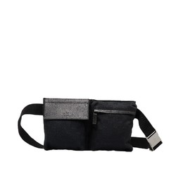 Gucci GG Canvas Waist Pouch Body Bag 28566 Black Leather Women's GUCCI