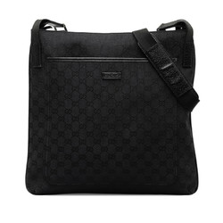 Gucci GG Canvas Shoulder Bag 122791 Black Leather Women's GUCCI