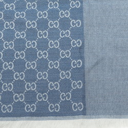 Gucci GG Pattern Two-Tone Large Scarf 344994 Light Blue Wool Women's GUCCI
