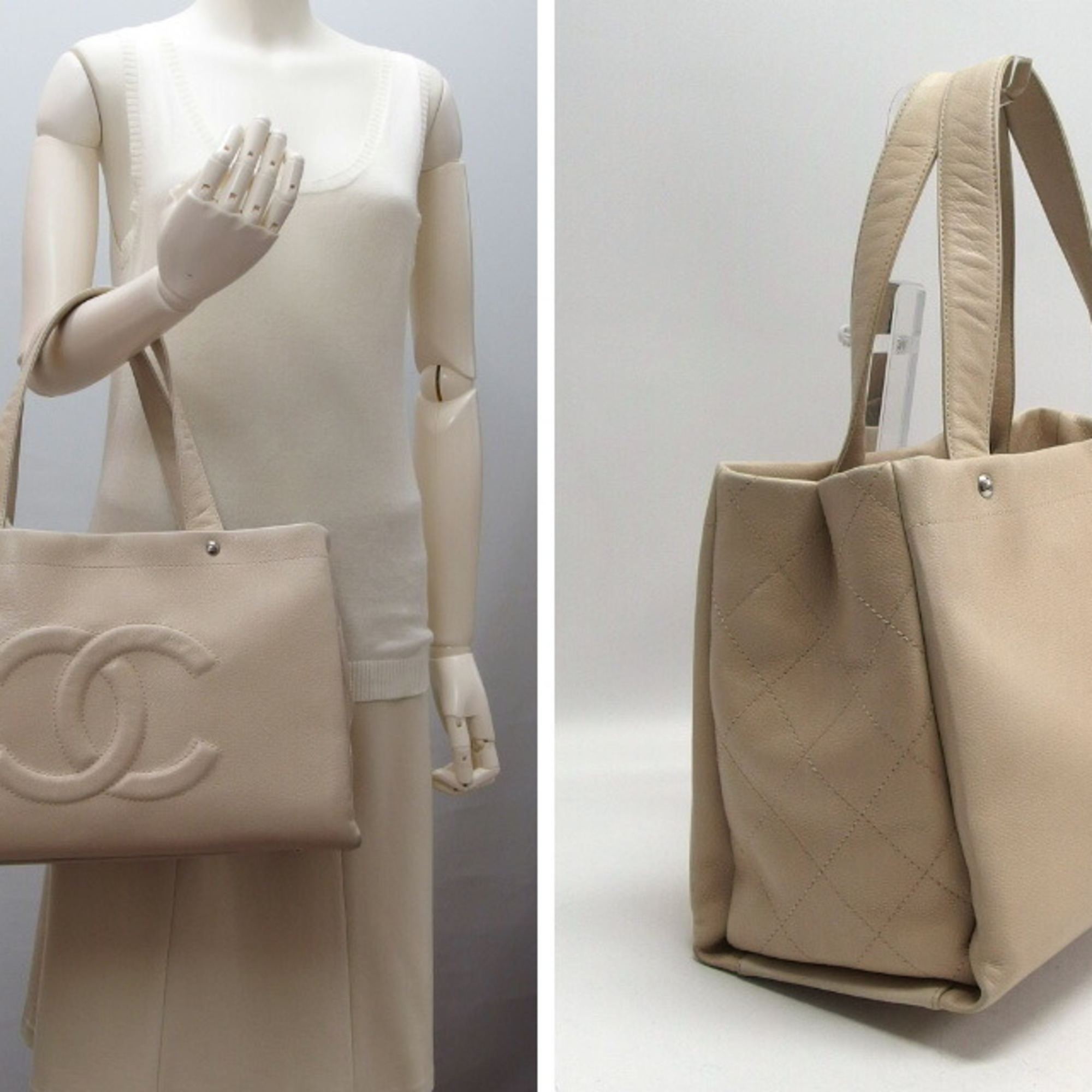 Chanel Caviar Skin Big Coco Tote Beige