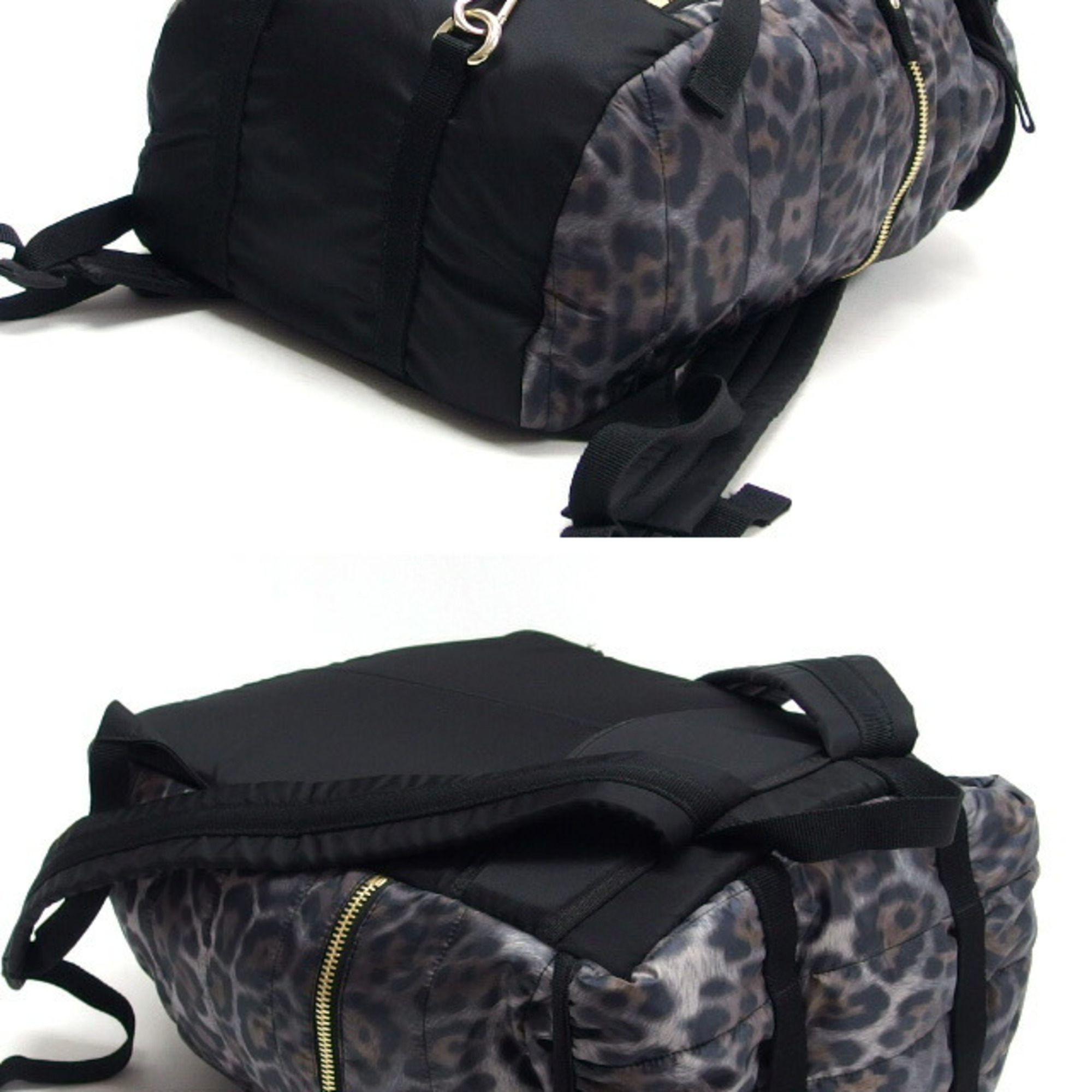Moncler ZAINO Leopard Print Nylon Backpack Grey Black