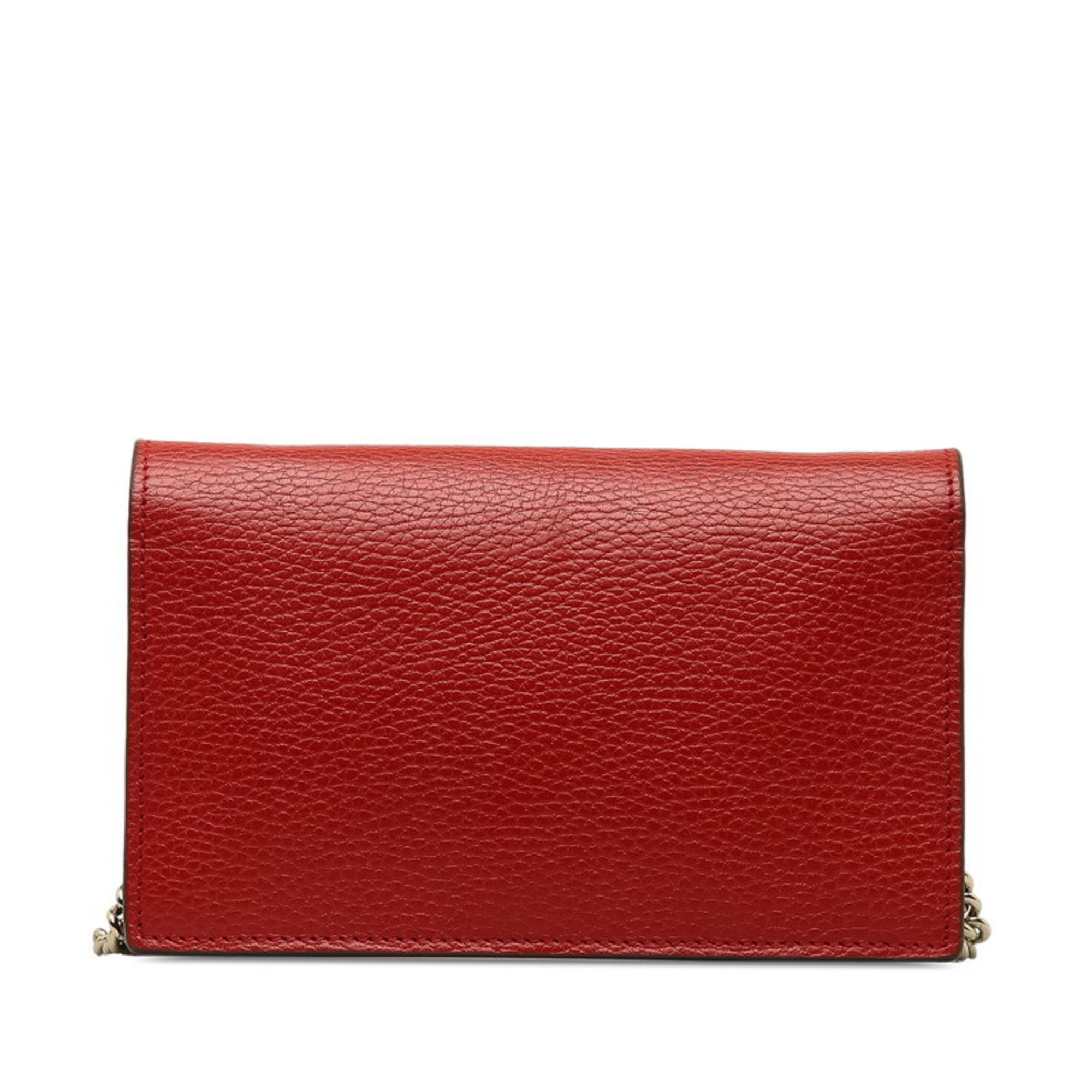 Gucci Interlocking G Chain Shoulder Bag 510314 Red Leather Women's GUCCI