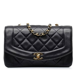 Chanel Matelasse Diana 23 Chain Shoulder Bag Black Lambskin Women's CHANEL