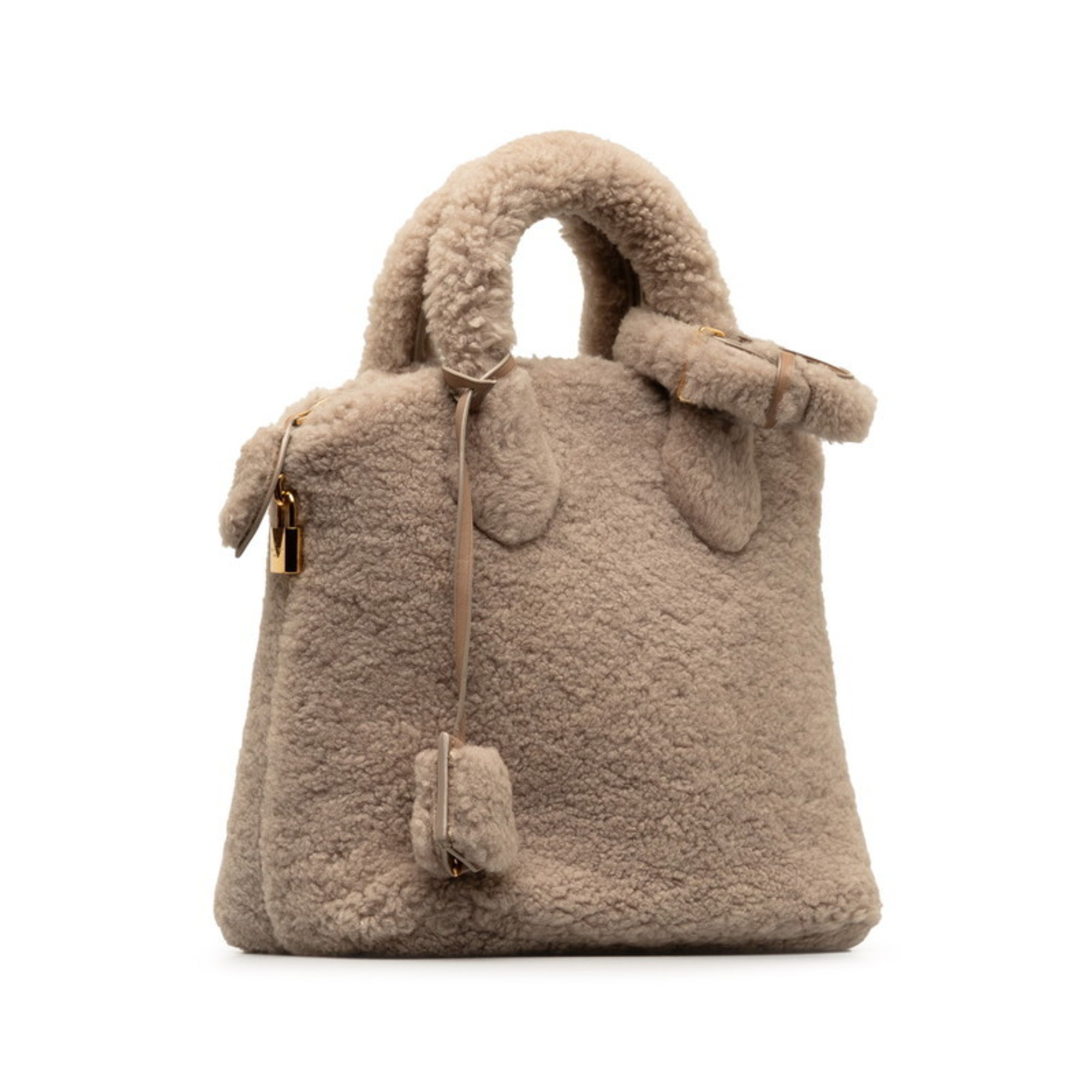 Louis Vuitton Lockit Voyage Handbag M93850 Greige Mouton Leather Women's LOUIS VUITTON
