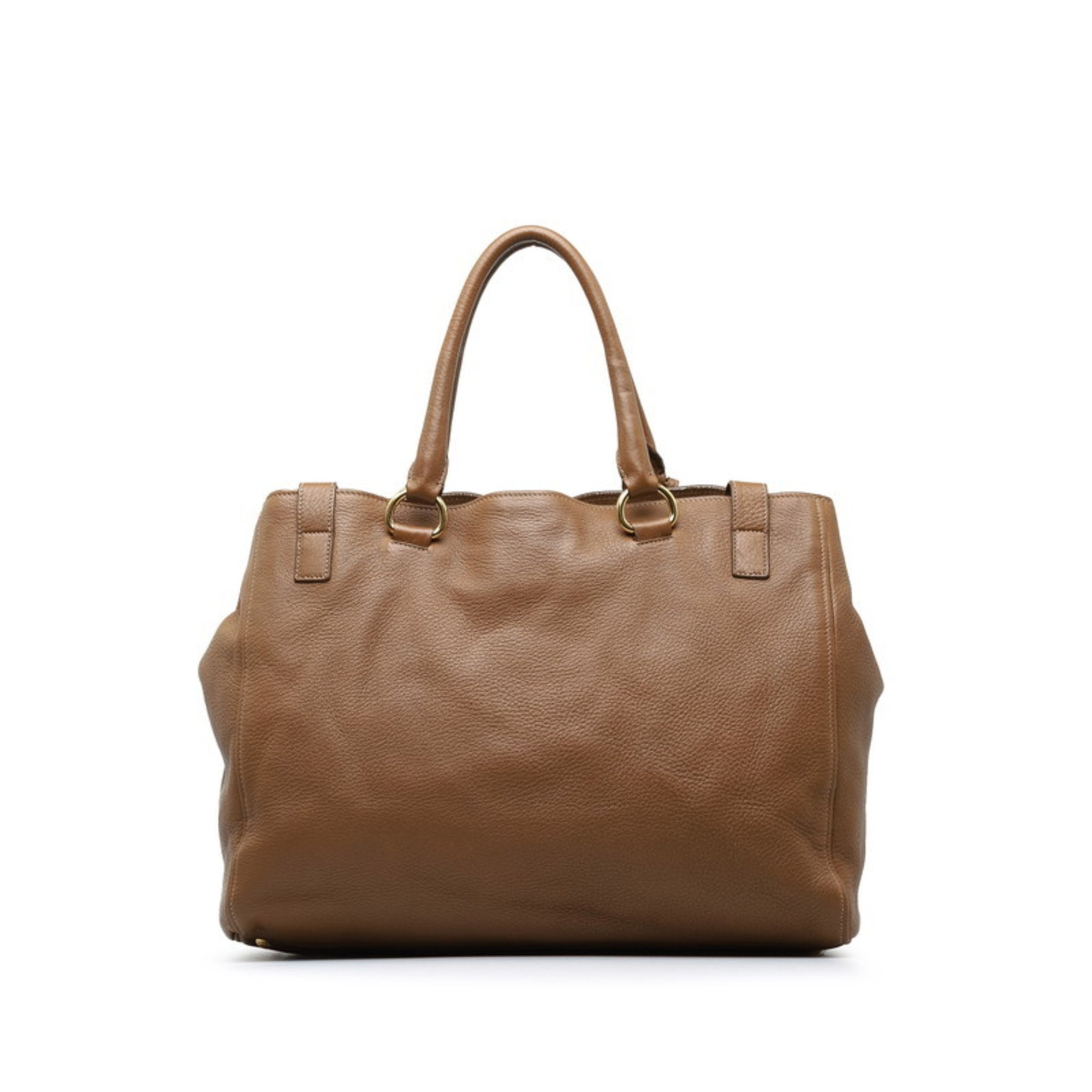 Prada Tote Bag Shoulder Brown Leather Women's PRADA