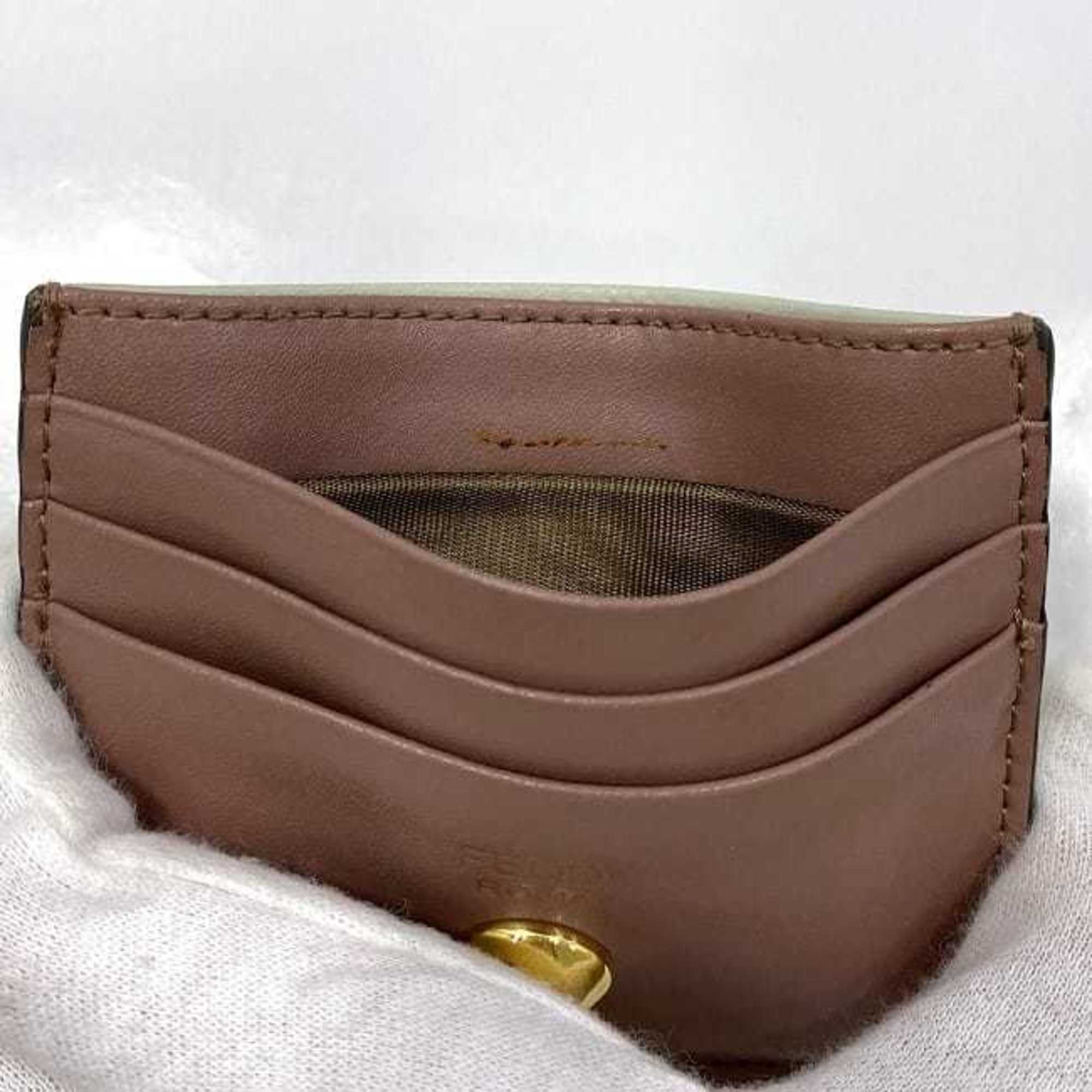 Fendi Card Case Beige Pink Dotcom 8M0269 ec-20200 Holder Leather FENDI Women's