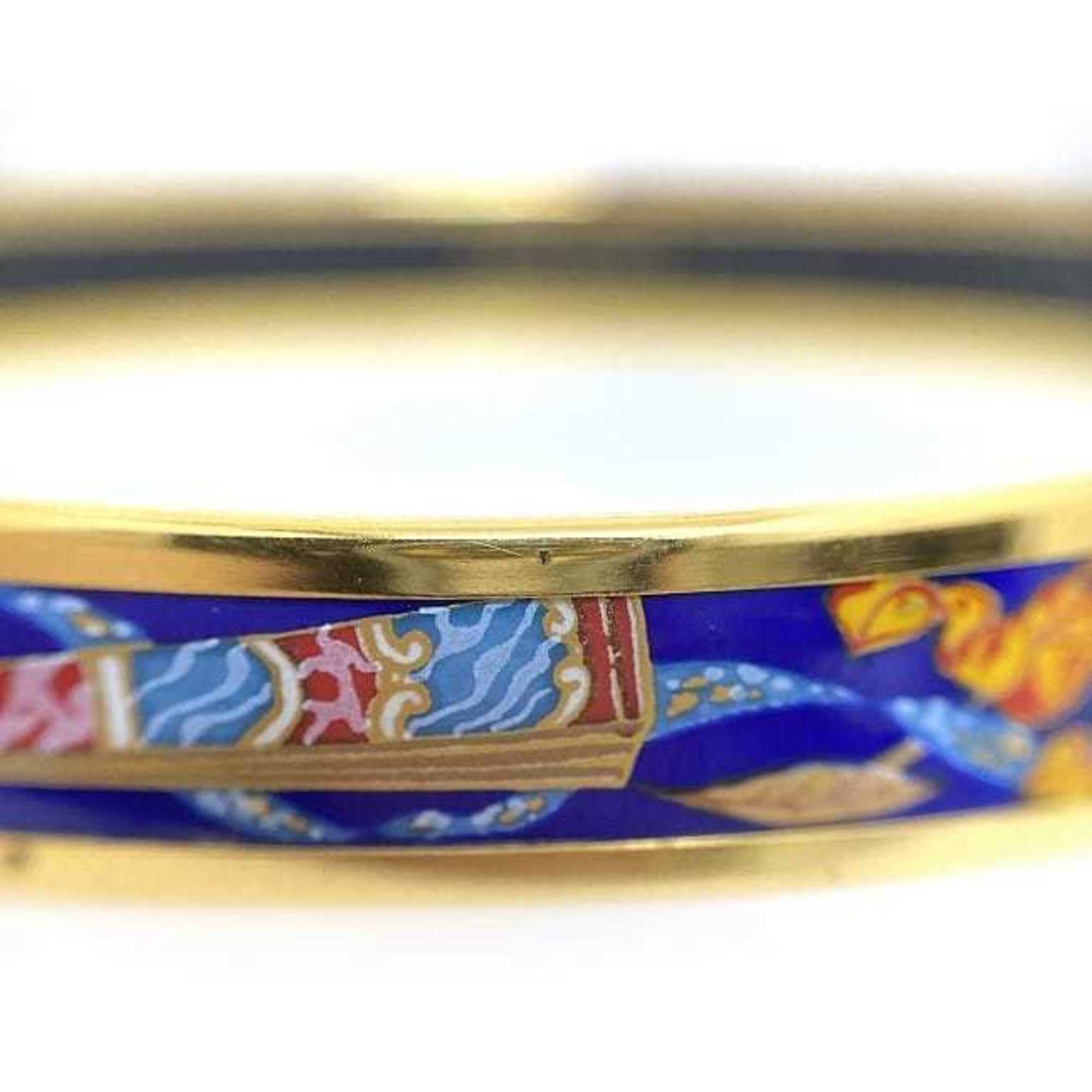 Hermes Bangle Emaille PM Gold Blue - f-20308 GP HERMES Bracelet Flat Women's