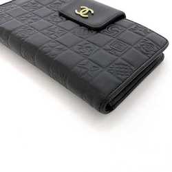 Chanel Bi-fold Long Wallet Black Icon A24213 f-20274 Leather 8th Series CHANEL Clasp Chocolate Bar Coco Mark NO5 Women's