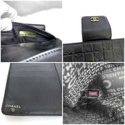 Chanel Bi-fold Long Wallet Black Icon A24213 f-20274 Leather 8th Series CHANEL Clasp Chocolate Bar Coco Mark NO5 Women's