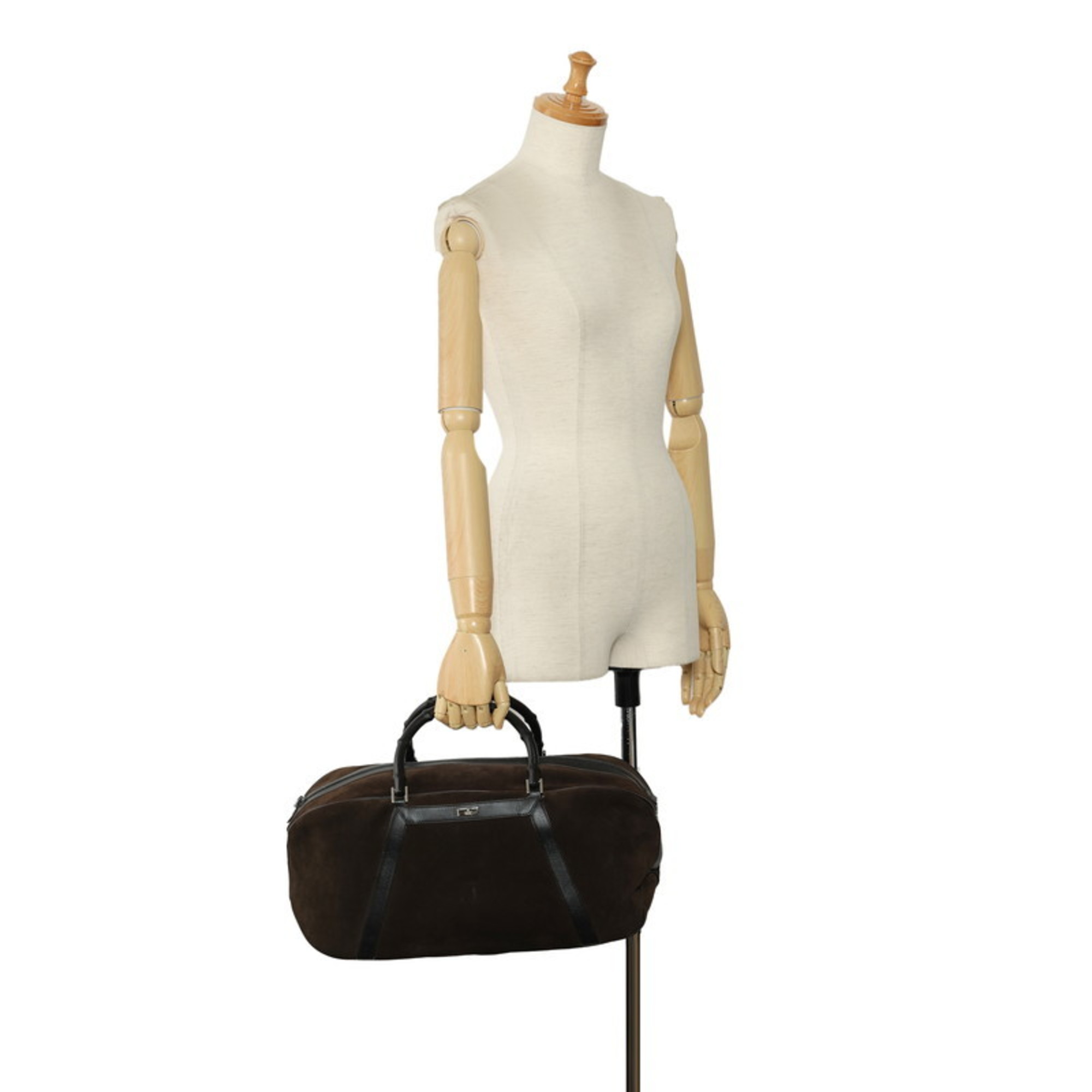 Gucci Bamboo Handbag Boston Bag 002 1085 Brown Suede Leather Women's GUCCI
