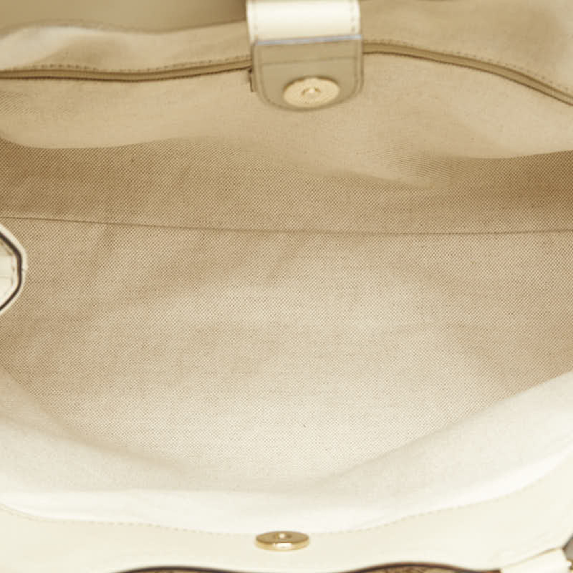 Gucci GG Canvas Sukey Handbag Tote Bag 211944 Beige White Leather Women's GUCCI