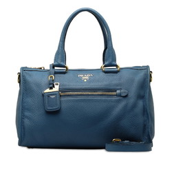 Prada Tote Bag Shoulder Blue Leather Women's PRADA