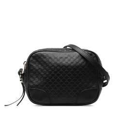 GUCCI Micro Guccissima Shoulder Bag 449413 Black Leather Women's