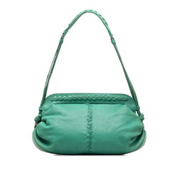 Bottega Veneta Intrecciato Handbag Shoulder Bag Green Leather Women's BOTTEGAVENETA
