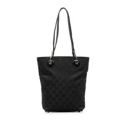 Gucci GG Canvas Tote Bag 120840 Black Leather Women's GUCCI