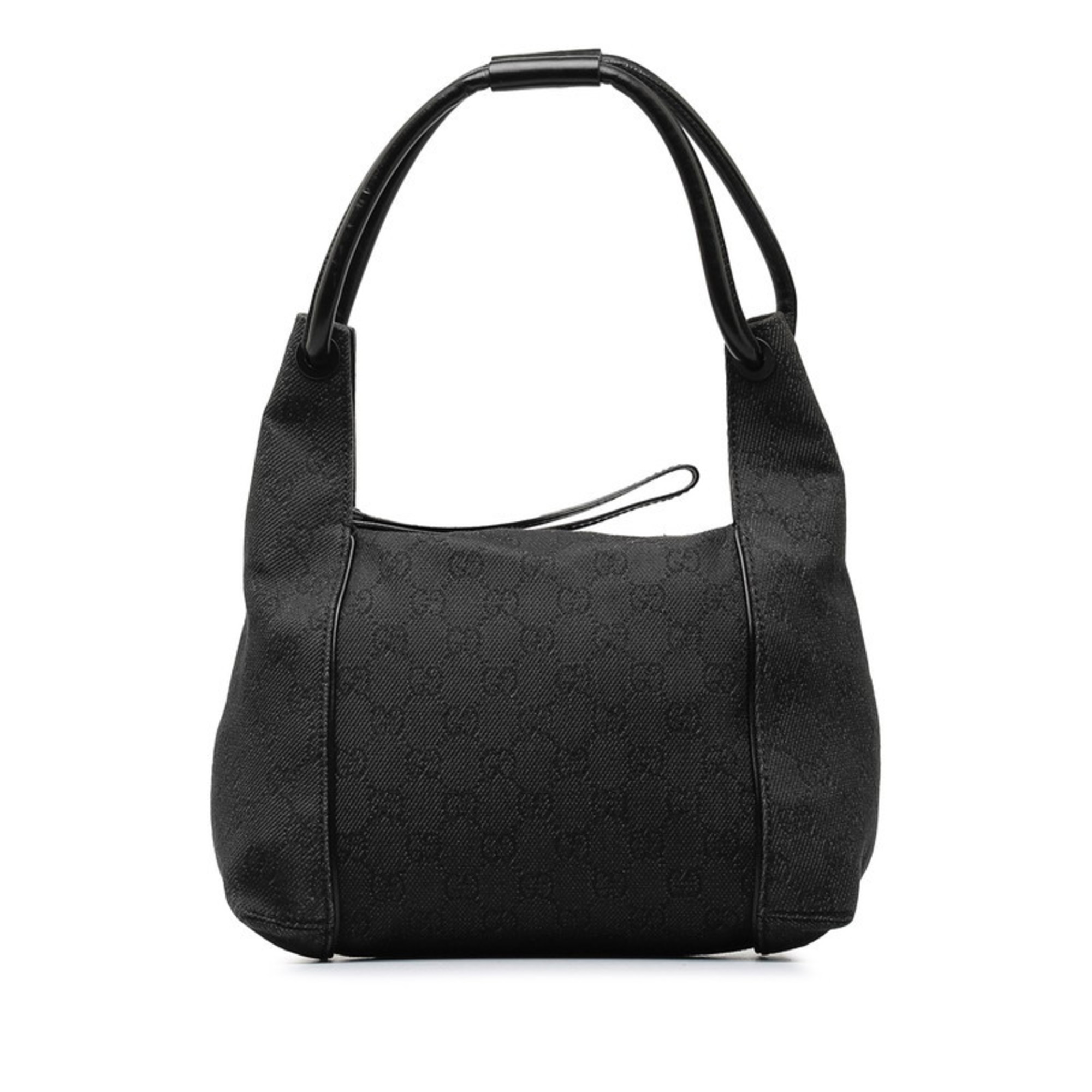 Gucci GG Canvas Handbag 101333 Black Grey Leather Women's GUCCI