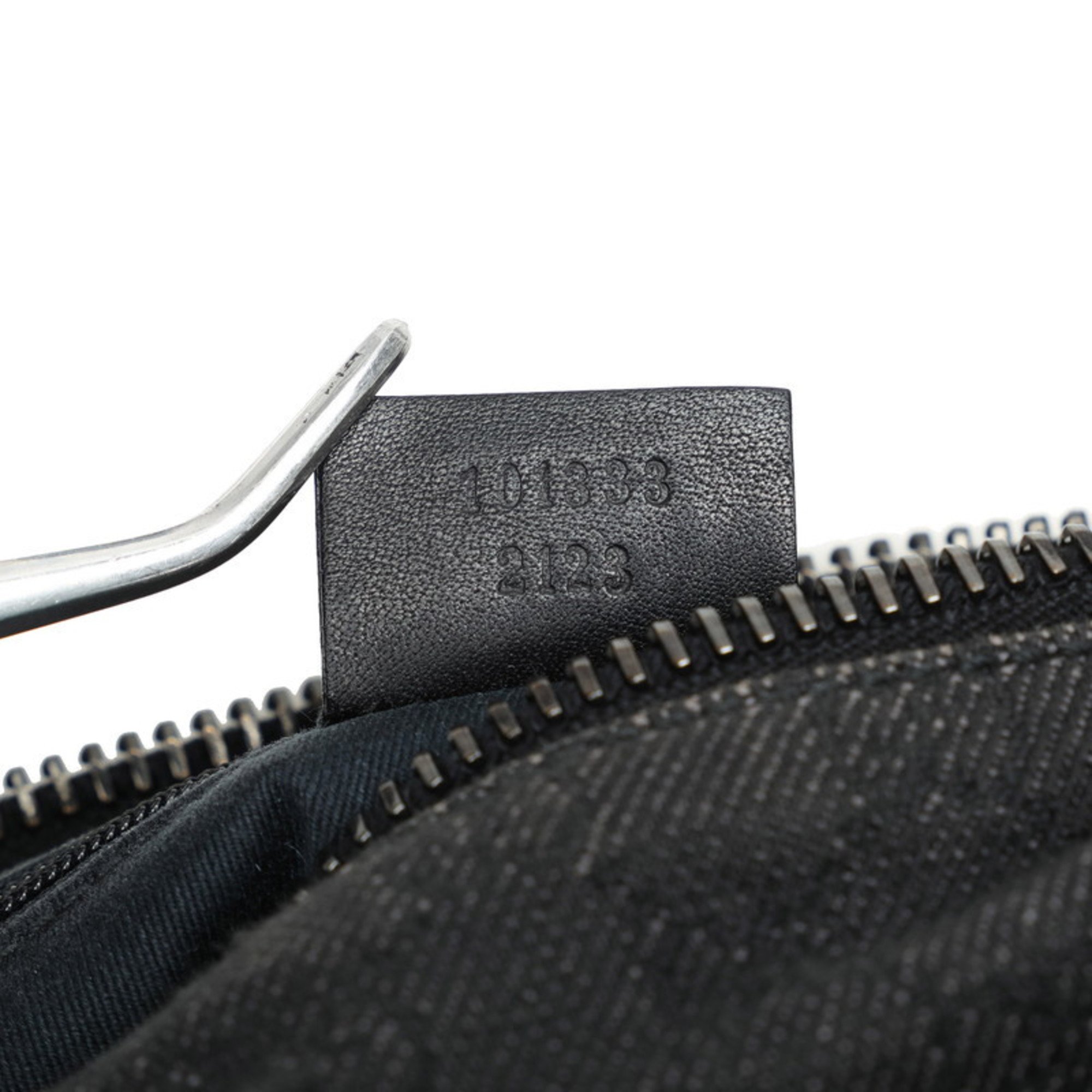 Gucci GG Canvas Handbag 101333 Black Grey Leather Women's GUCCI