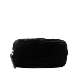 Chanel Matelasse Coco Mark Chain Shoulder Bag Pouch Black Gold Velour Women's CHANEL