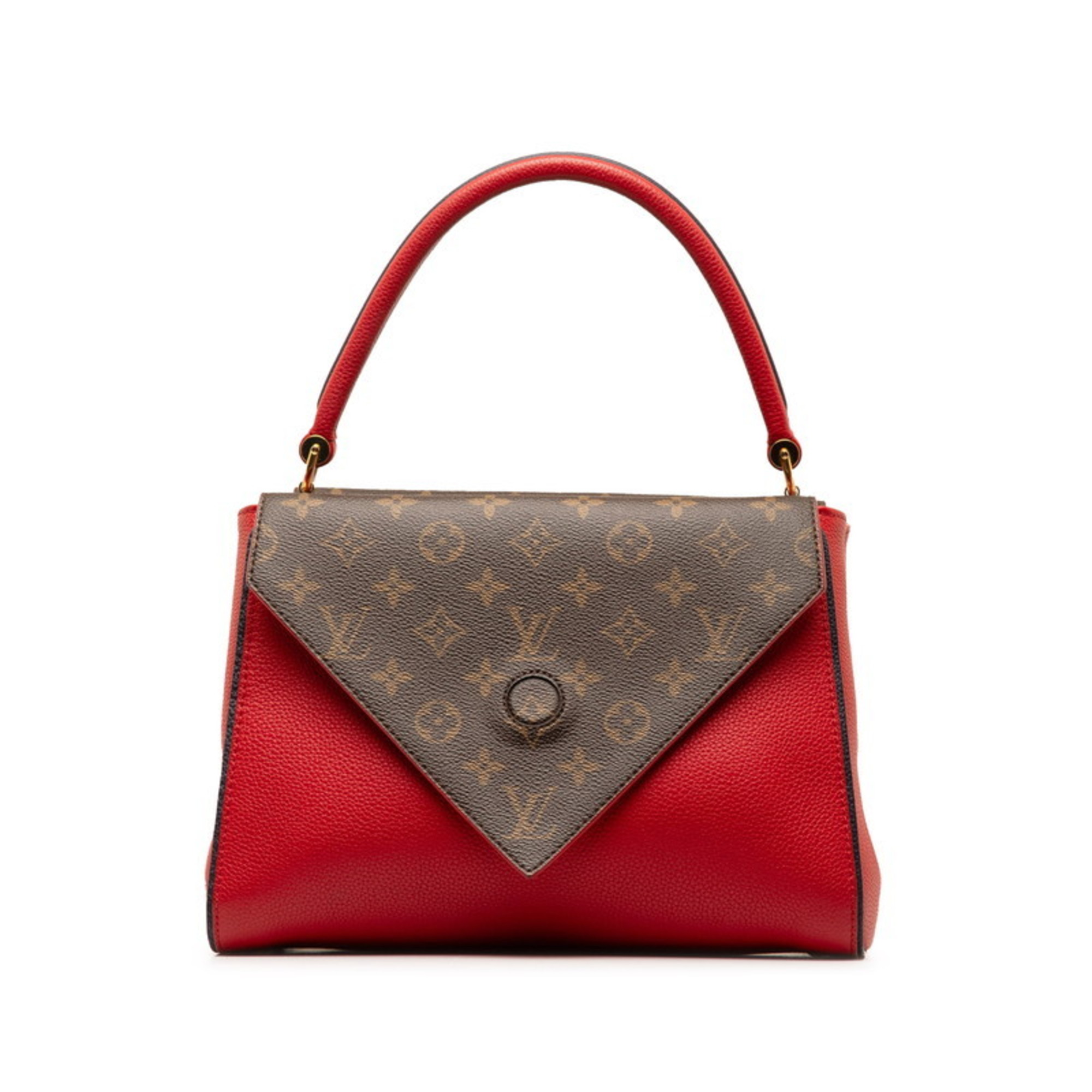 Louis Vuitton Monogram Double V Handbag Shoulder Bag M54624 Brown Red PVC Leather Women's LOUIS VUITTON