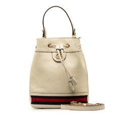 Gucci Sherry Line Ophidia Small Bucket Bag Handbag Shoulder 610846 White Leather Women's GUCCI