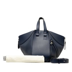 LOEWE Anagram Hammock Small Handbag Shoulder Bag Navy Leather Women's