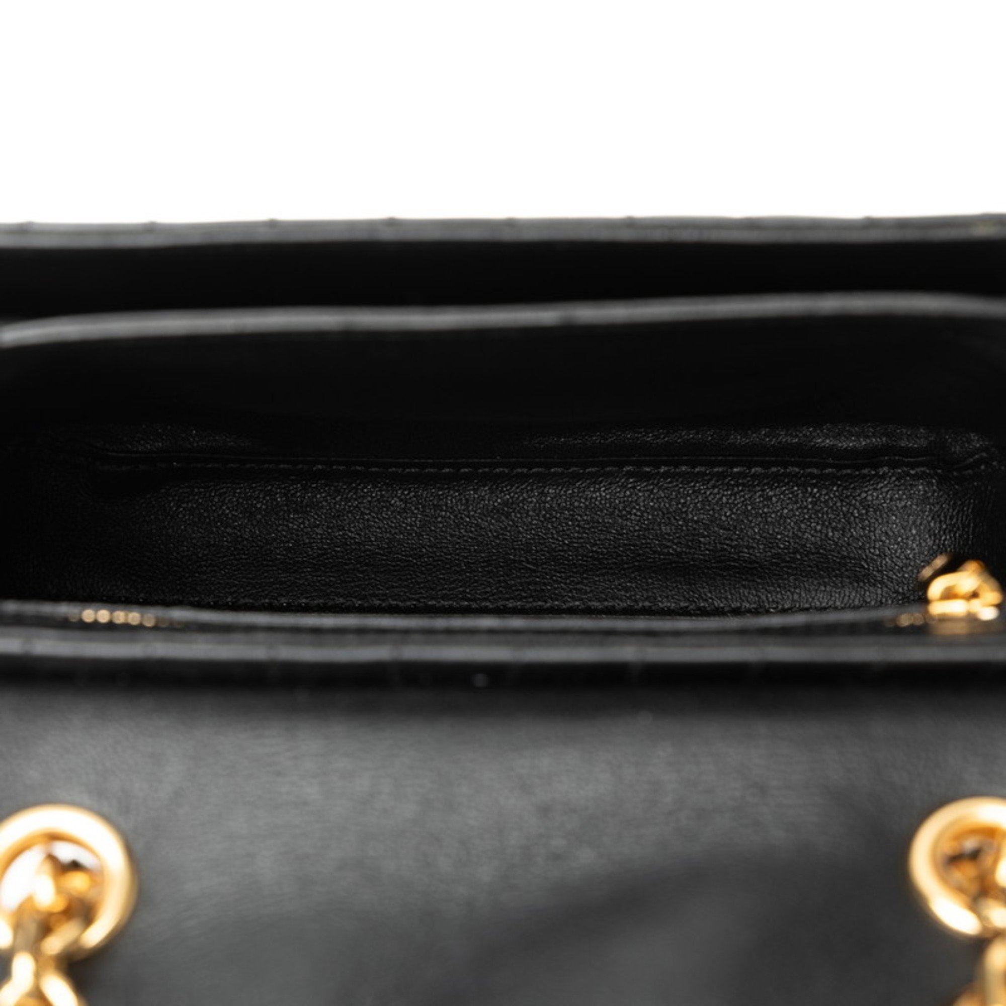 Celine Quilted C Small Chain Shoulder Bag Black Leather Women's CELINE
