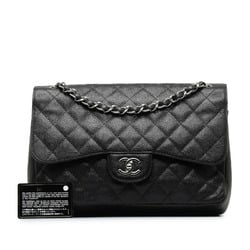 Chanel Matelasse 30 Coco Mark Double Flap Chain Shoulder Bag Black Caviar Skin Women's CHANEL