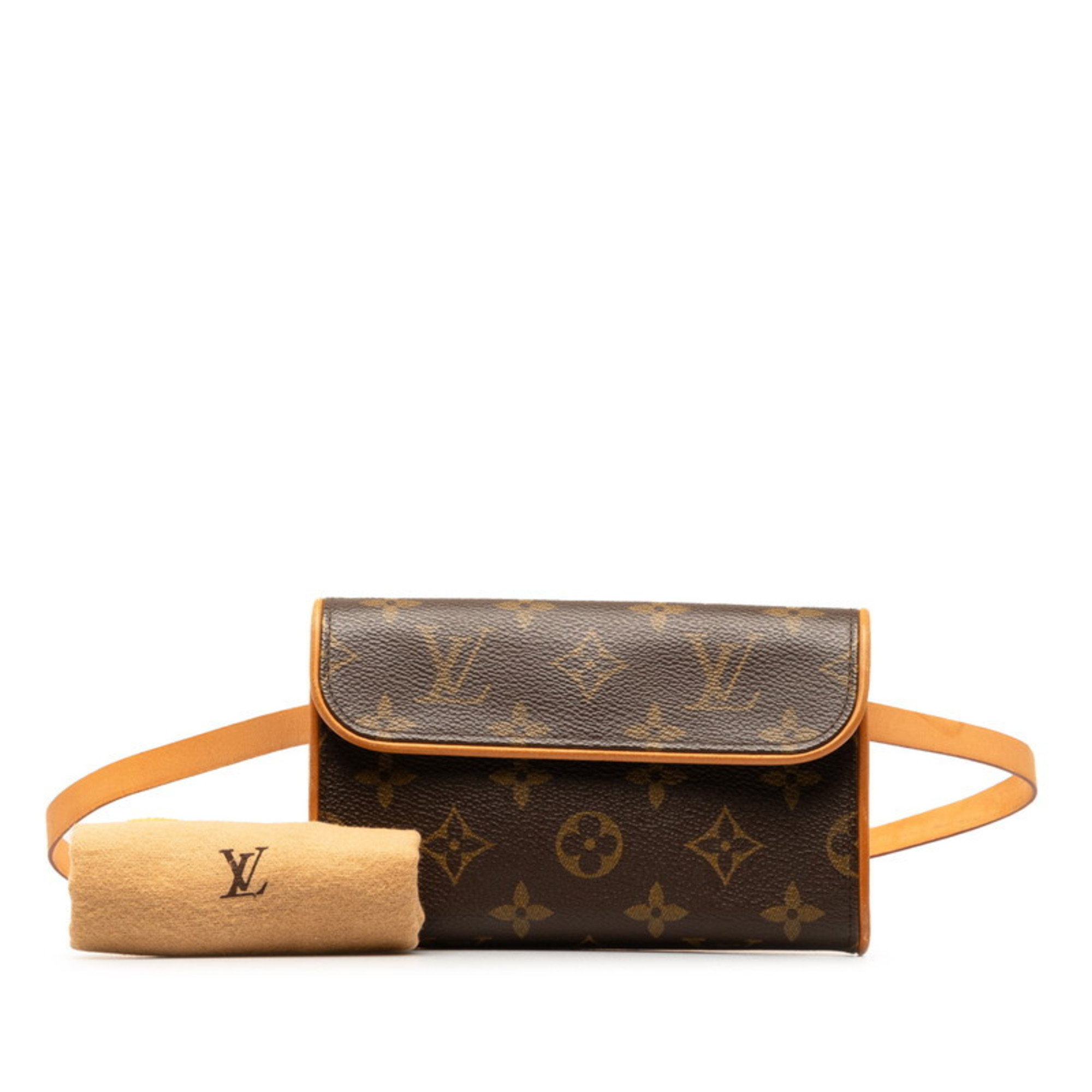 Louis Vuitton Monogram Pochette Florentine Body Bag Waist Shoulder M51855 Brown PVC Leather Women's LOUIS VUITTON