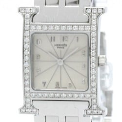 Polished HERMES H Watch Diamond Steel Quartz Ladies Watch HH1.230 BF572223