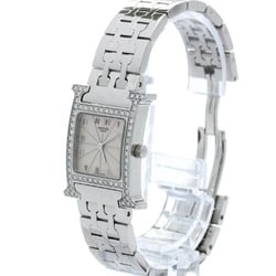 Polished HERMES H Watch Diamond Steel Quartz Ladies Watch HH1.230 BF572223