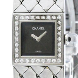 Polished CHANEL Matelasse Diamond Steel Quartz Ladies Watch H0489 BF572334